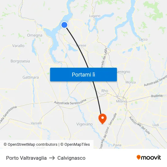 Porto Valtravaglia to Calvignasco map