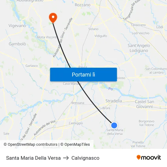 Santa Maria Della Versa to Calvignasco map