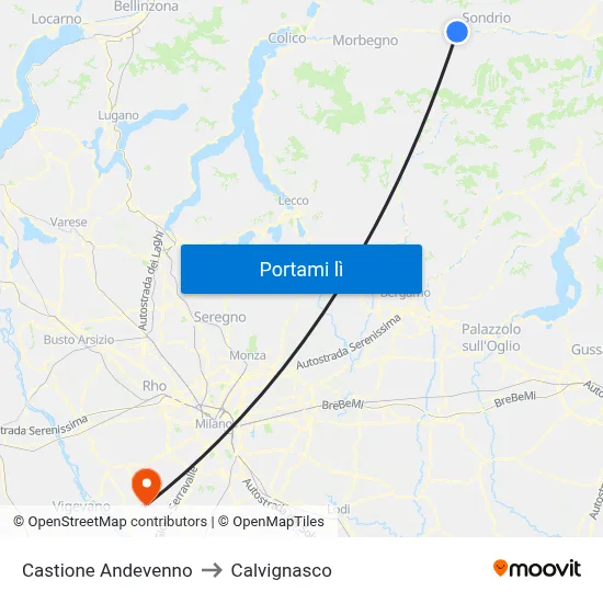 Castione Andevenno to Calvignasco map