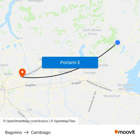 Bagolino to Cambiago map