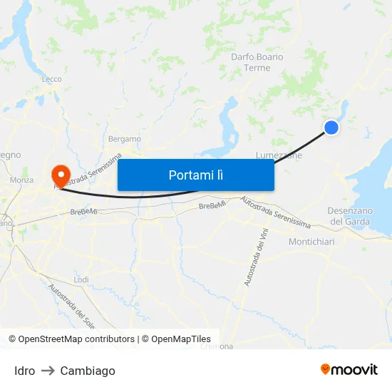 Idro to Cambiago map