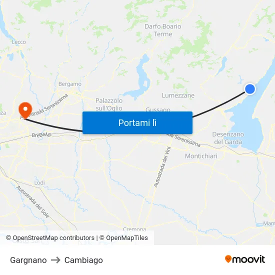 Gargnano to Cambiago map