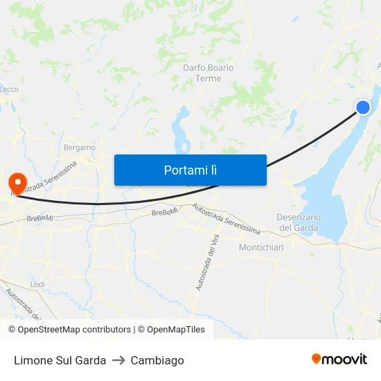 Limone Sul Garda to Cambiago map