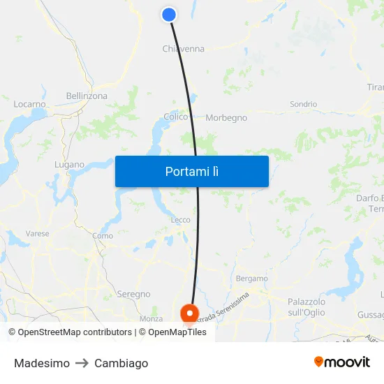 Madesimo to Cambiago map