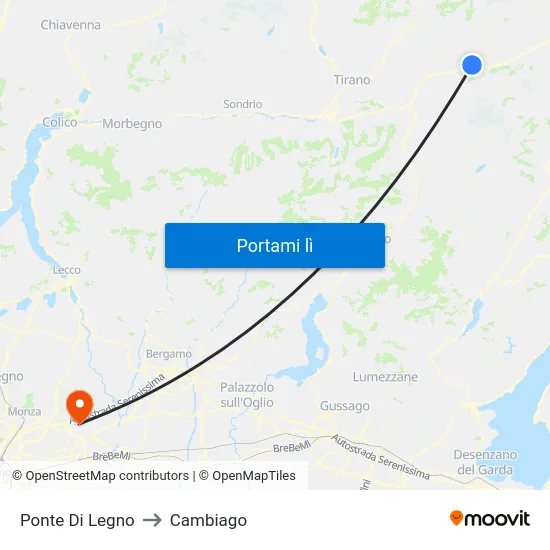 Ponte Di Legno to Cambiago map