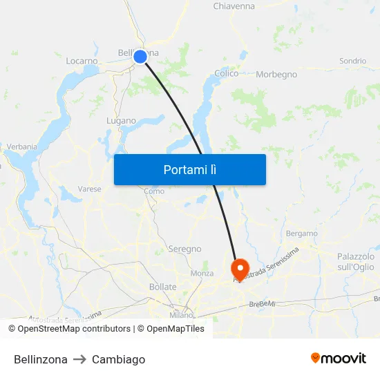 Bellinzona to Cambiago map