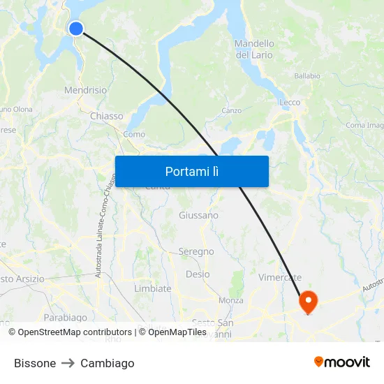 Bissone to Cambiago map