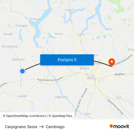 Carpignano Sesia to Cambiago map