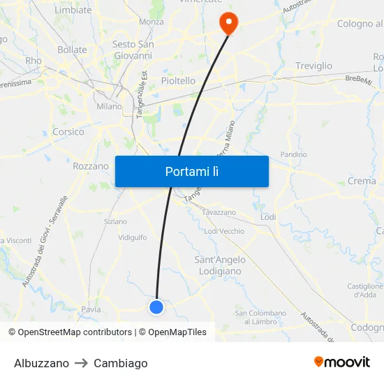 Albuzzano to Cambiago map