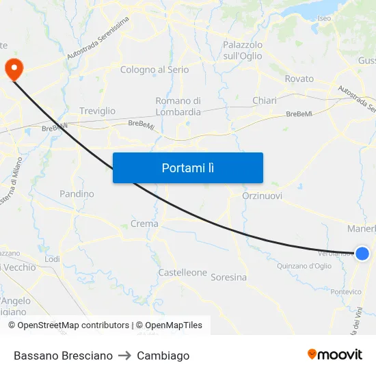 Bassano Bresciano to Cambiago map