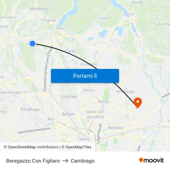 Beregazzo Con Figliaro to Cambiago map