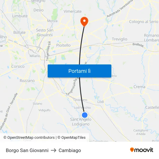 Borgo San Giovanni to Cambiago map