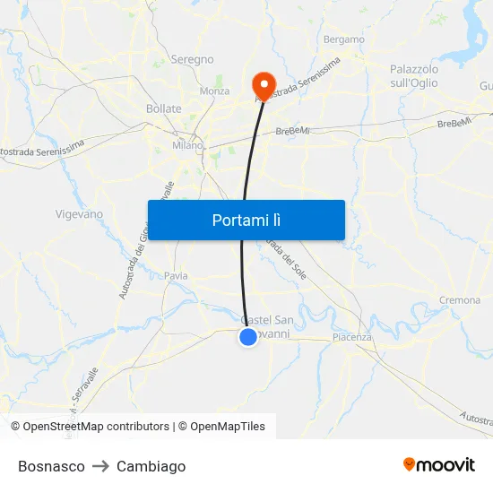 Bosnasco to Cambiago map