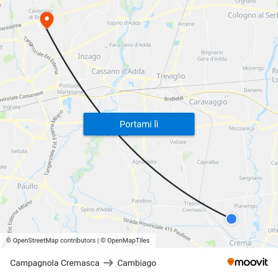 Campagnola Cremasca to Cambiago map