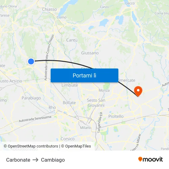 Carbonate to Cambiago map