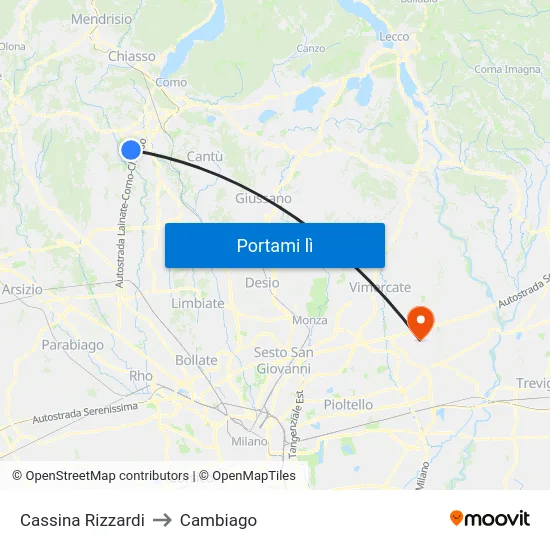 Cassina Rizzardi to Cambiago map