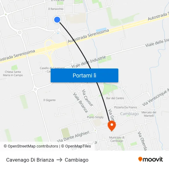 Cavenago Di Brianza to Cambiago map