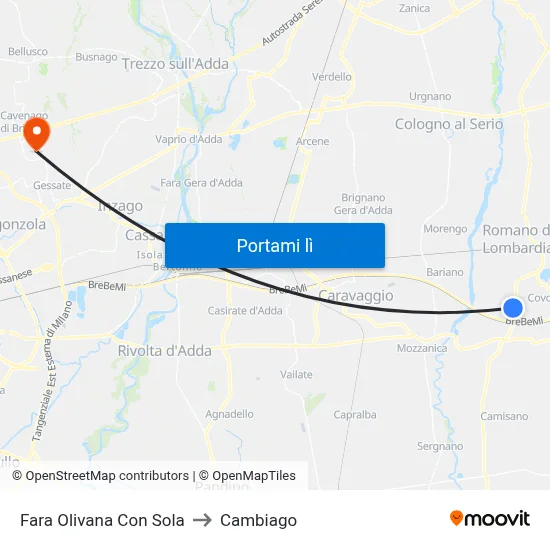 Fara Olivana Con Sola to Cambiago map