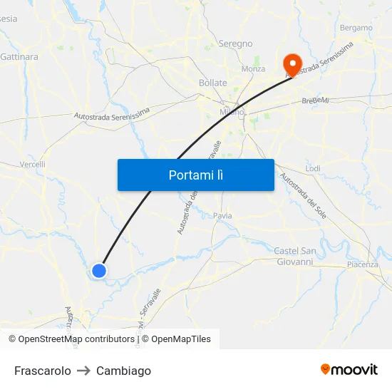 Frascarolo to Cambiago map