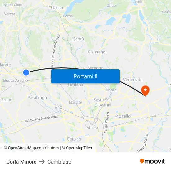 Gorla Minore to Cambiago map