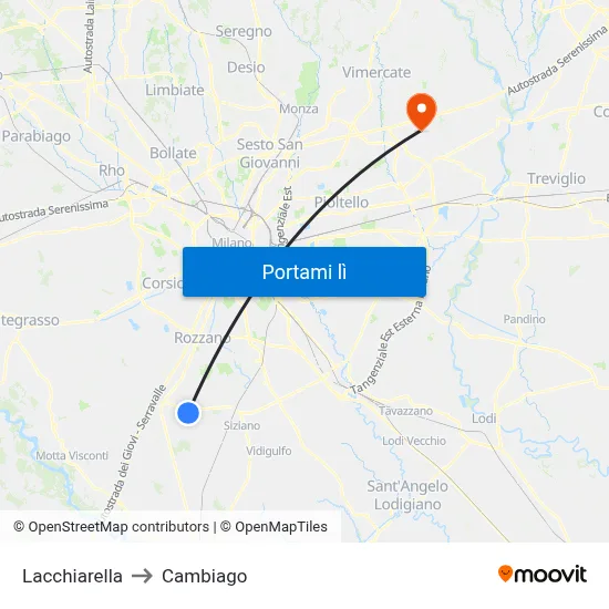 Lacchiarella to Cambiago map