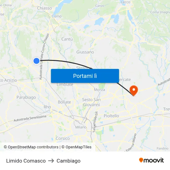 Limido Comasco to Cambiago map