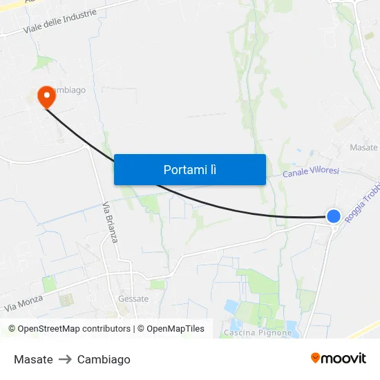 Masate to Cambiago map