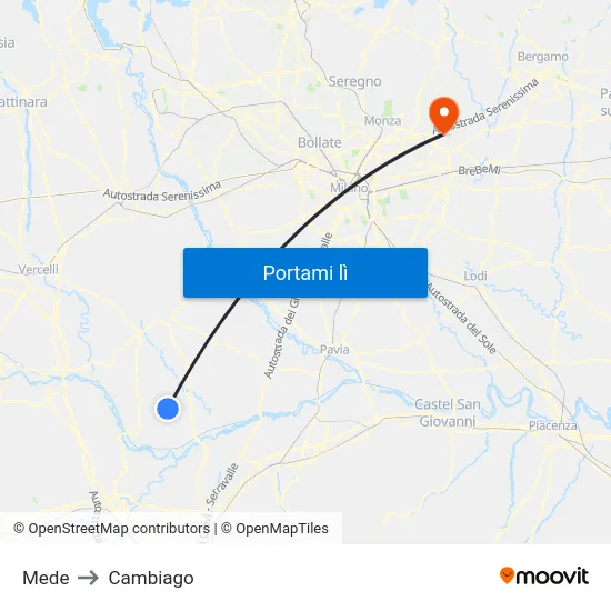 Mede to Cambiago map