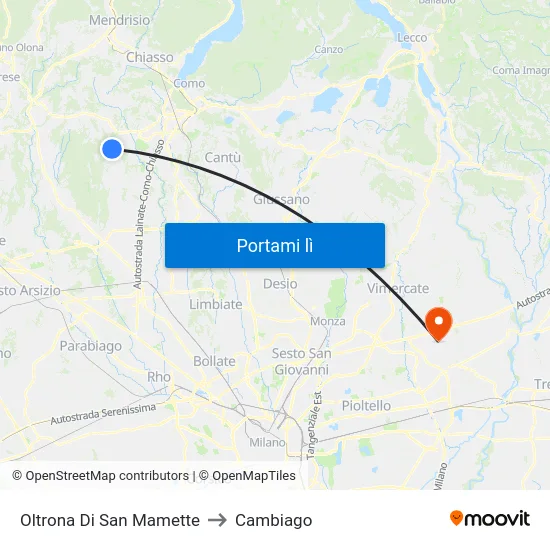 Oltrona Di San Mamette to Cambiago map