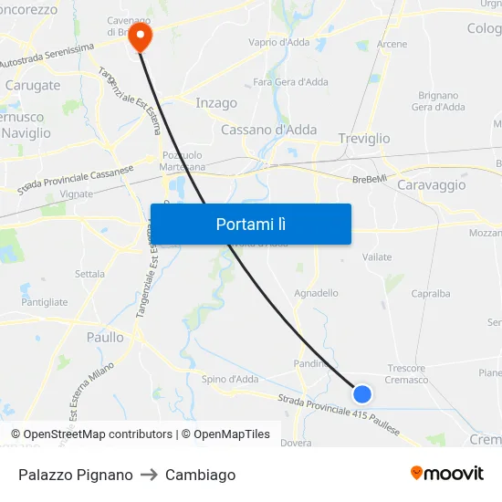 Palazzo Pignano to Cambiago map