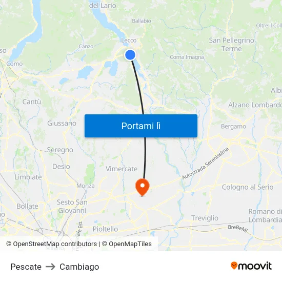 Pescate to Cambiago map
