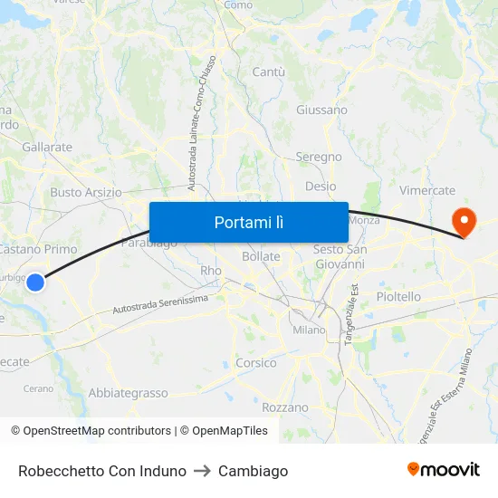 Robecchetto Con Induno to Cambiago map