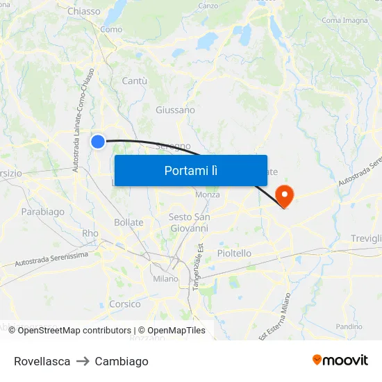 Rovellasca to Cambiago map