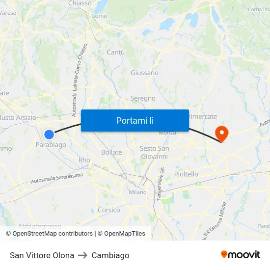 San Vittore Olona to Cambiago map