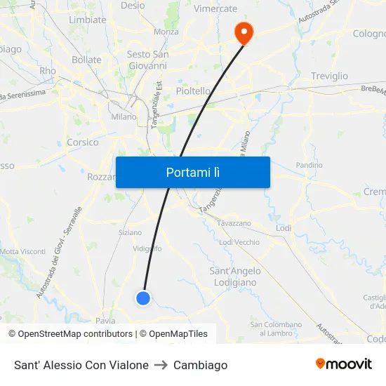 Sant' Alessio Con Vialone to Cambiago map