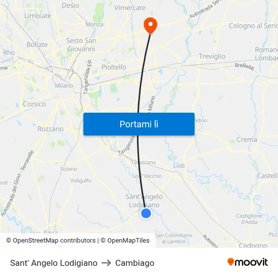 Sant' Angelo Lodigiano to Cambiago map