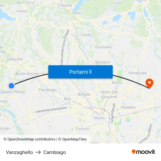 Vanzaghello to Cambiago map