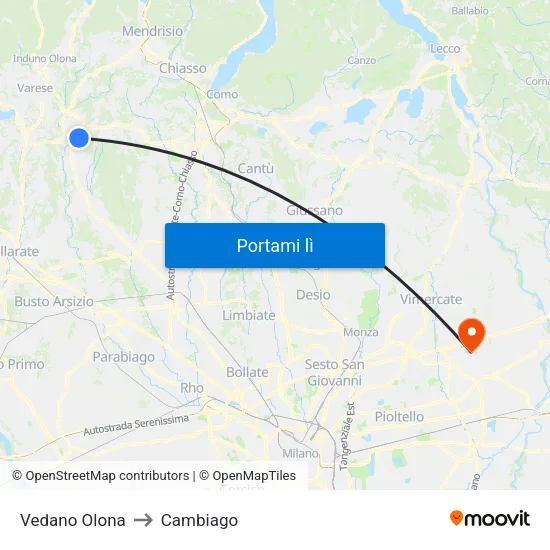 Vedano Olona to Cambiago map