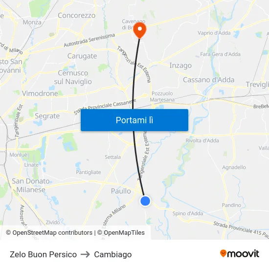 Zelo Buon Persico to Cambiago map