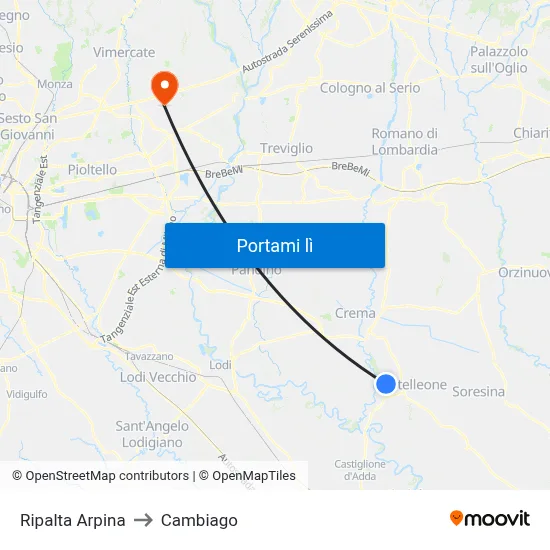 Ripalta Arpina to Cambiago map