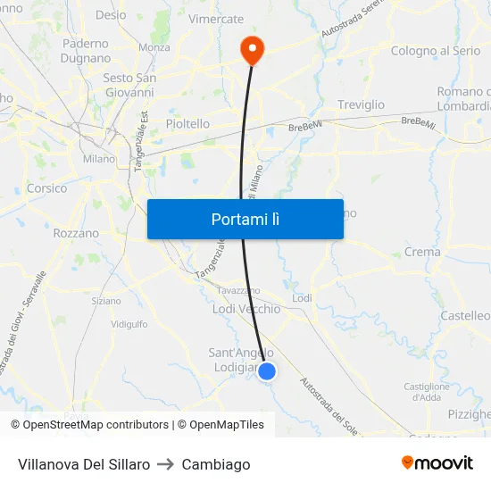 Villanova Del Sillaro to Cambiago map