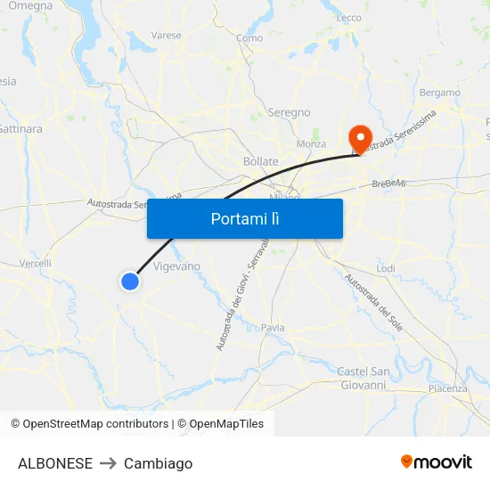 ALBONESE to Cambiago map