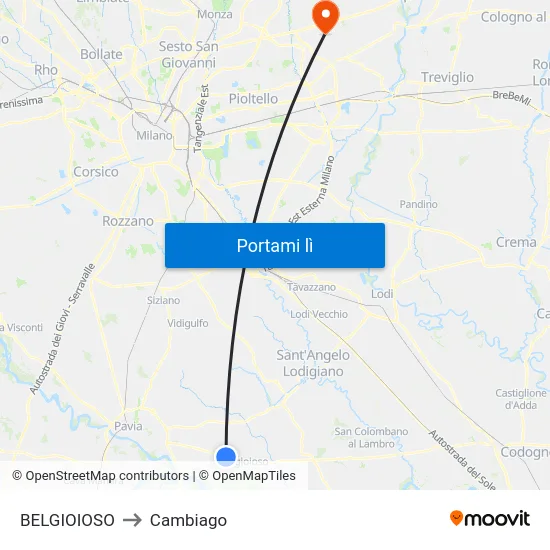 BELGIOIOSO to Cambiago map