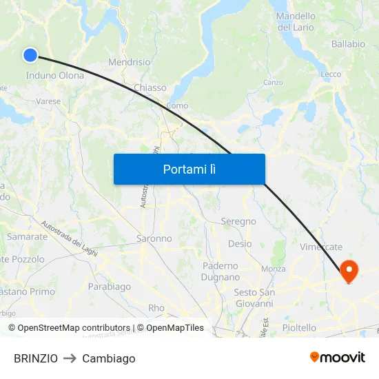 BRINZIO to Cambiago map