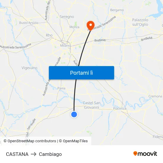 CASTANA to Cambiago map