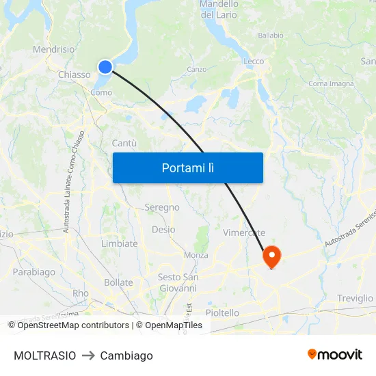 MOLTRASIO to Cambiago map