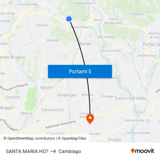 SANTA MARIA HO? to Cambiago map