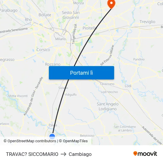 TRAVAC? SICCOMARIO to Cambiago map