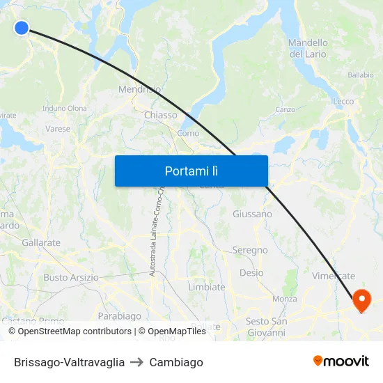 Brissago-Valtravaglia to Cambiago map