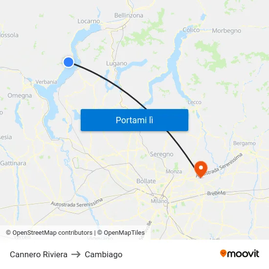 Cannero Riviera to Cambiago map